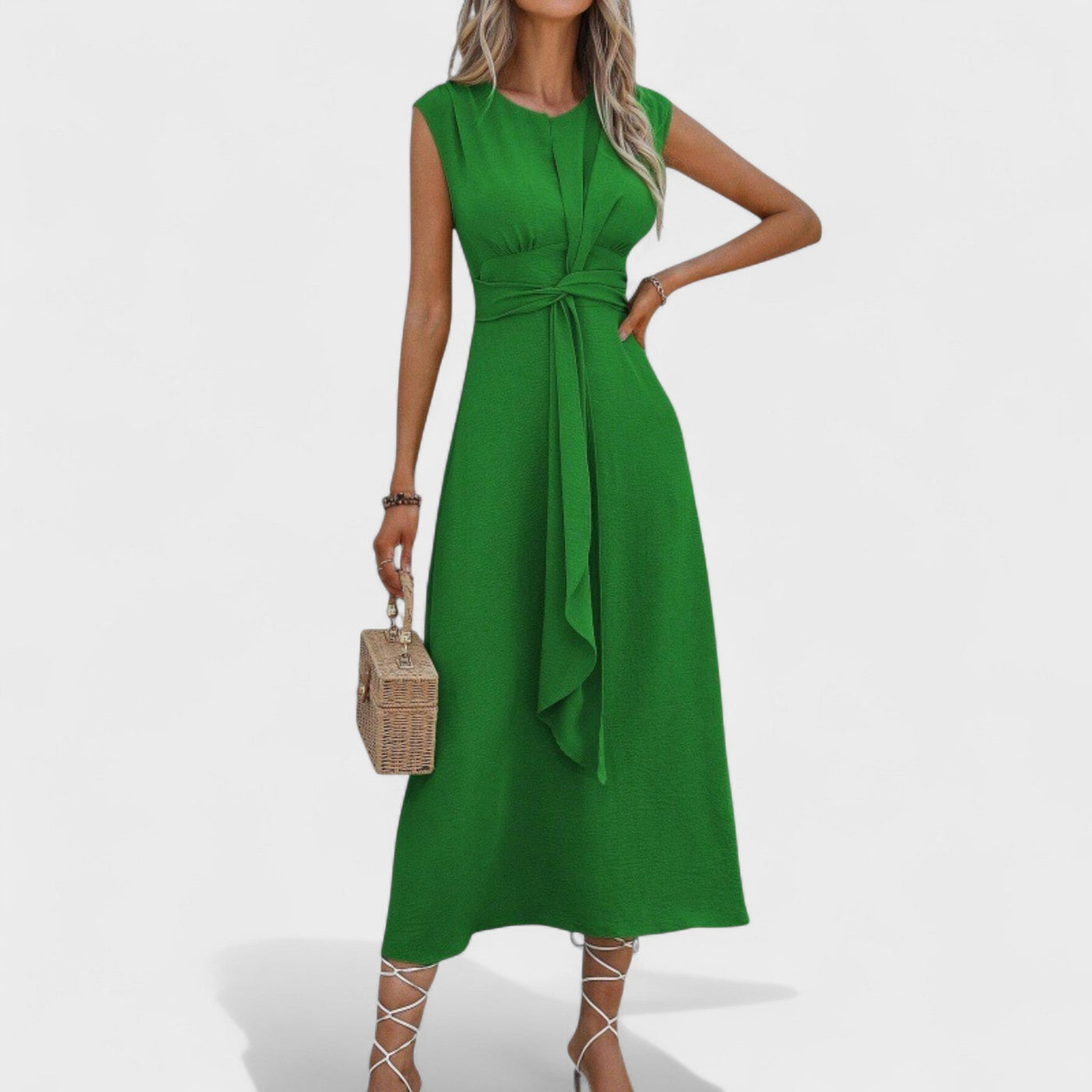 Emilia - Vestido maxi elegante sem mangas e gola redonda