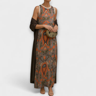 Rafaela – Vestido longo elegante com casaco a condizer