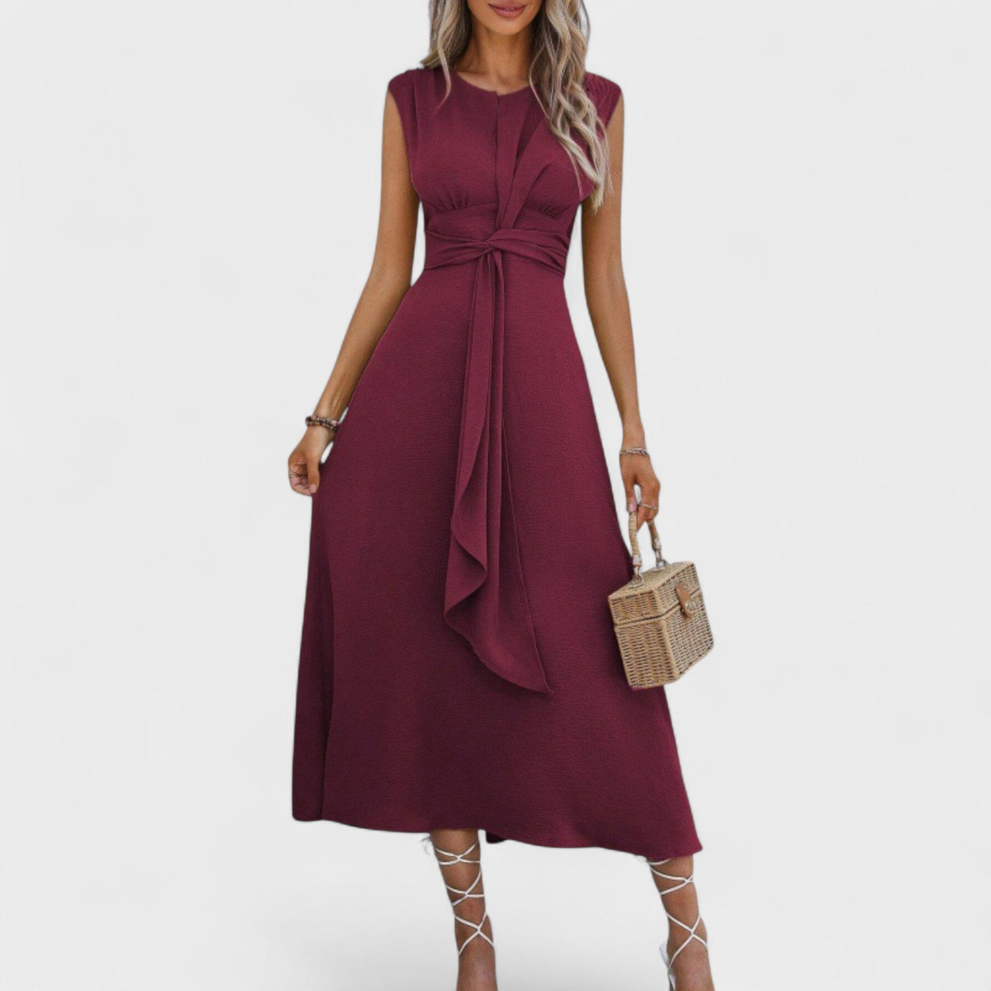 Emilia - Vestido maxi elegante sem mangas e gola redonda