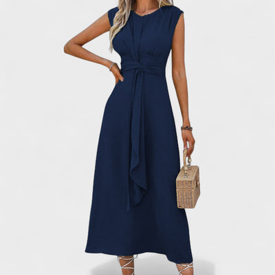Emilia - Vestido maxi elegante sem mangas e gola redonda