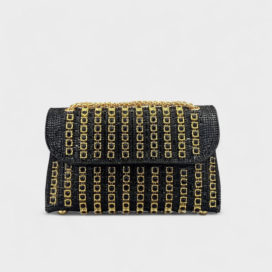 Claudia - Bolsa de ombro com corrente elegante e diamantes coloridos