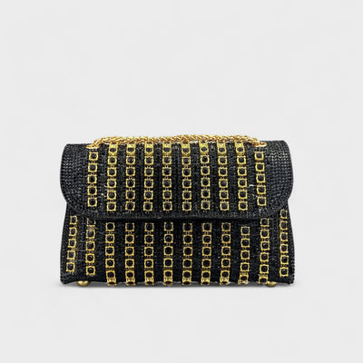 Claudia - Bolsa de ombro com corrente elegante e diamantes coloridos