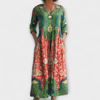 Raquel - Vestido maxi com padrão floral vintage