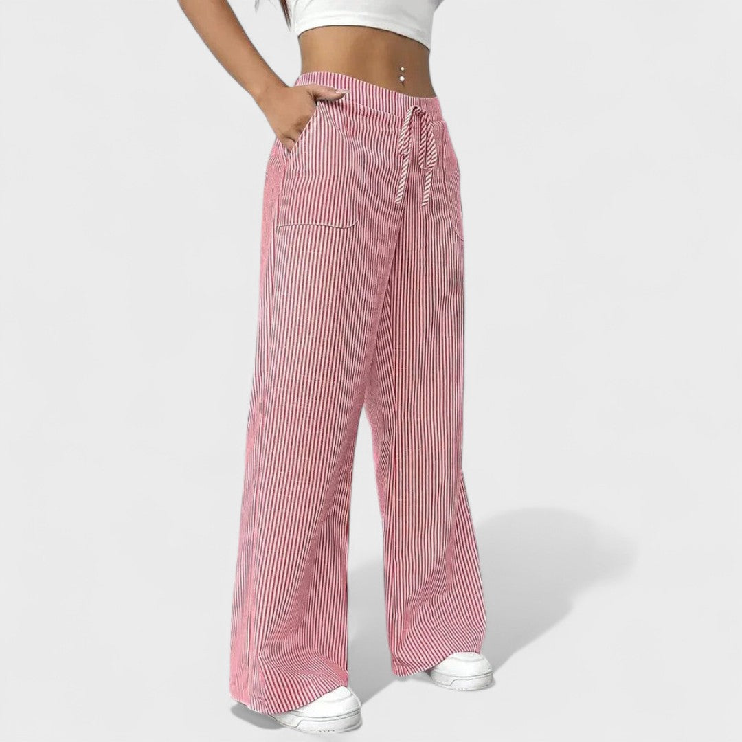 Maria - Calças largas confortáveis com detalhes elegantes